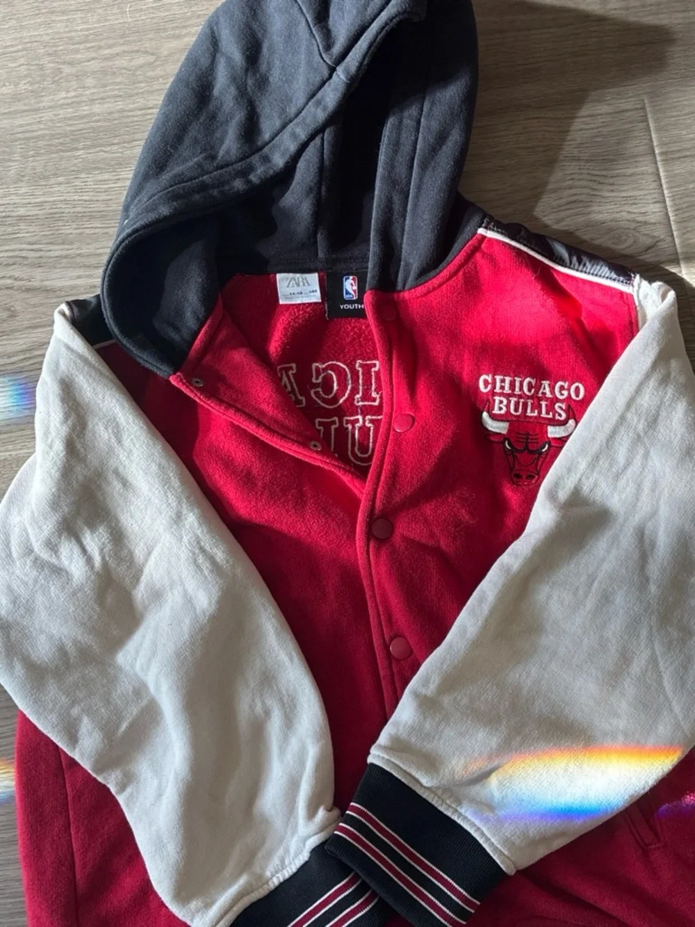 Zara Kids Red, White & Black Chicago Bulls Hooded Sweatshirt